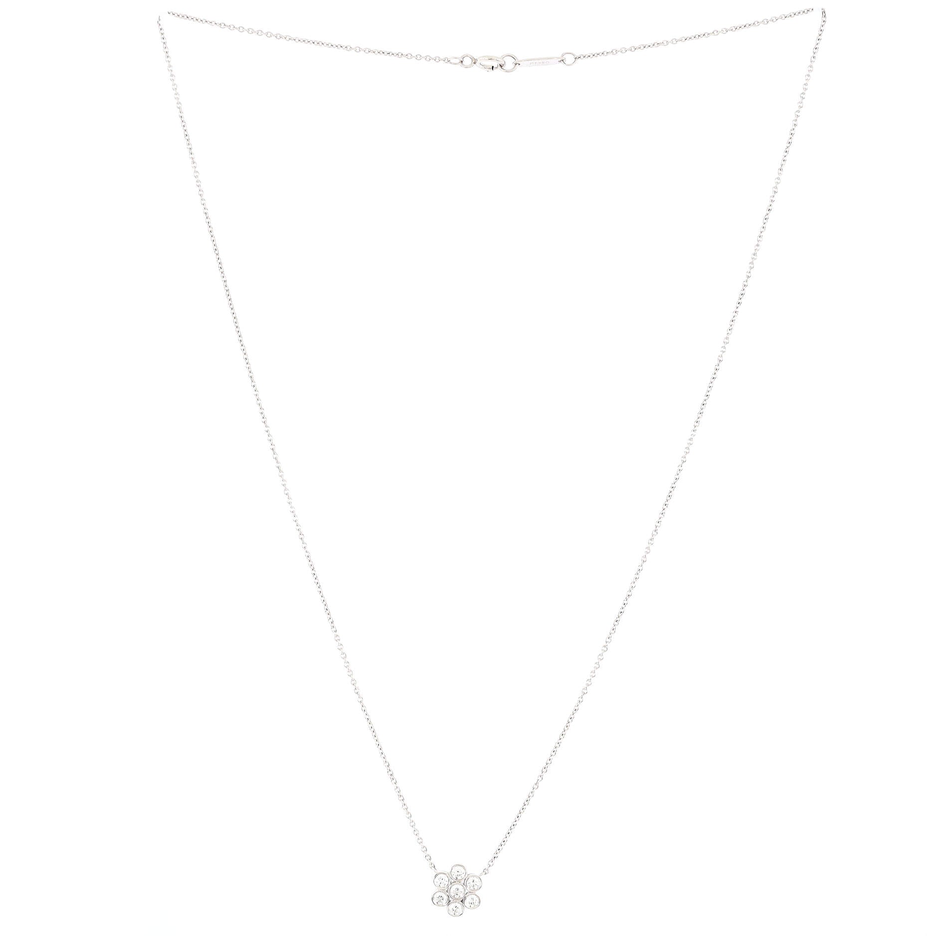 Garden Flower Pendant Necklace Platinum and Diamonds