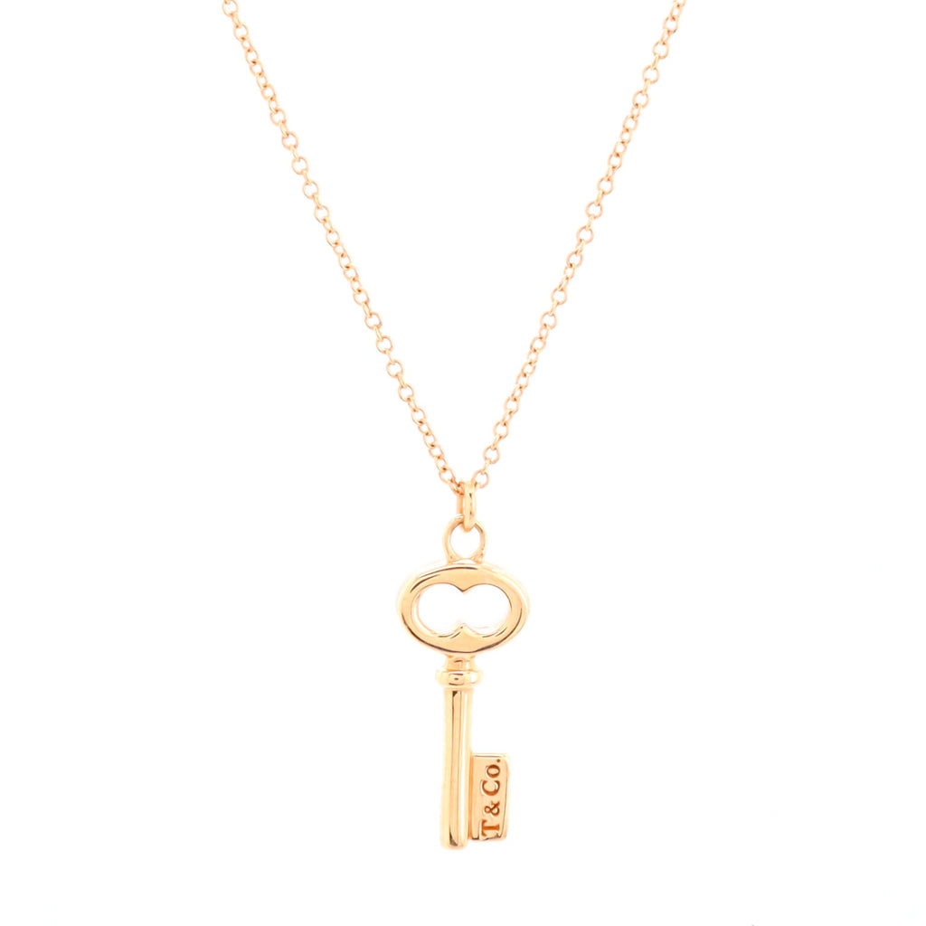 Key Pendant Necklace 18K Rose Gold Mini