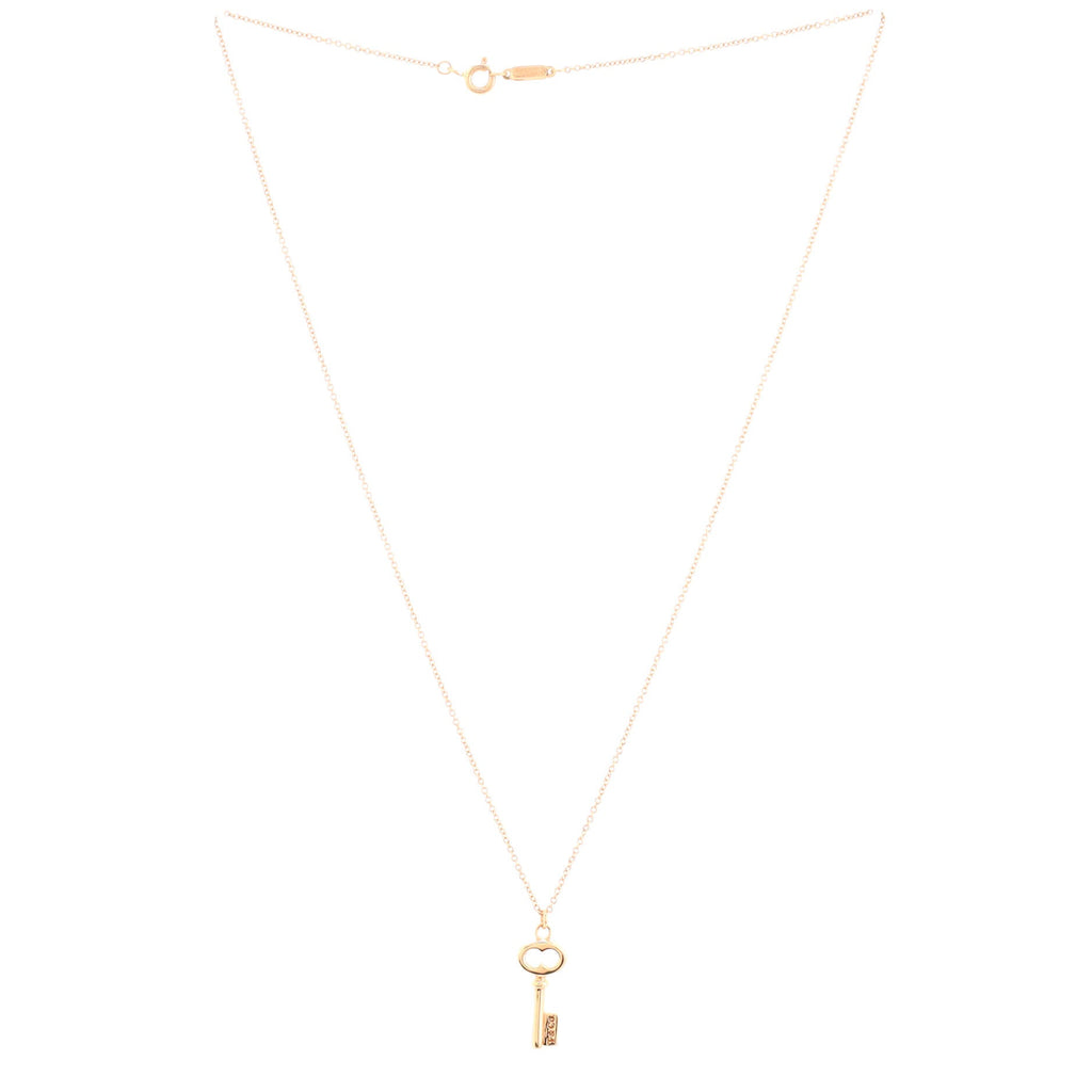 Key Pendant Necklace 18K Rose Gold Mini
