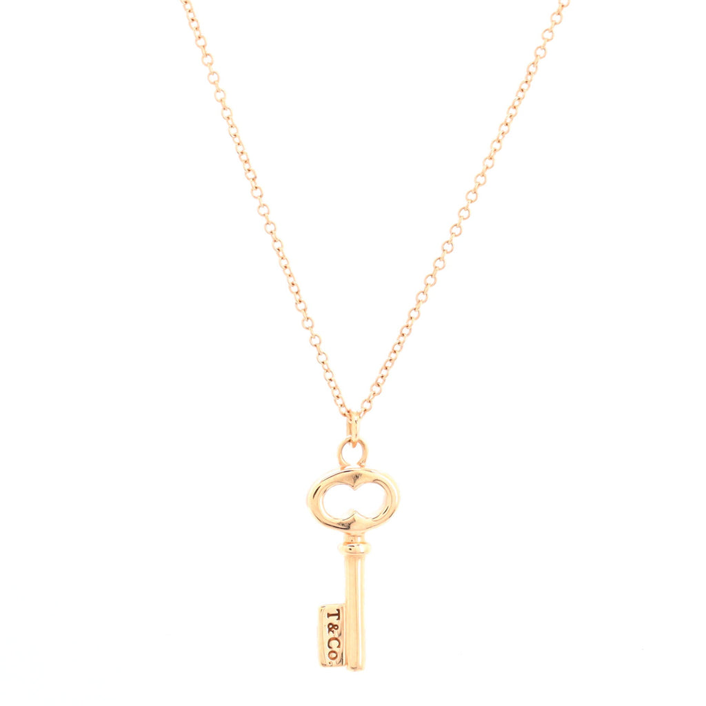 Key Pendant Necklace 18K Rose Gold Mini