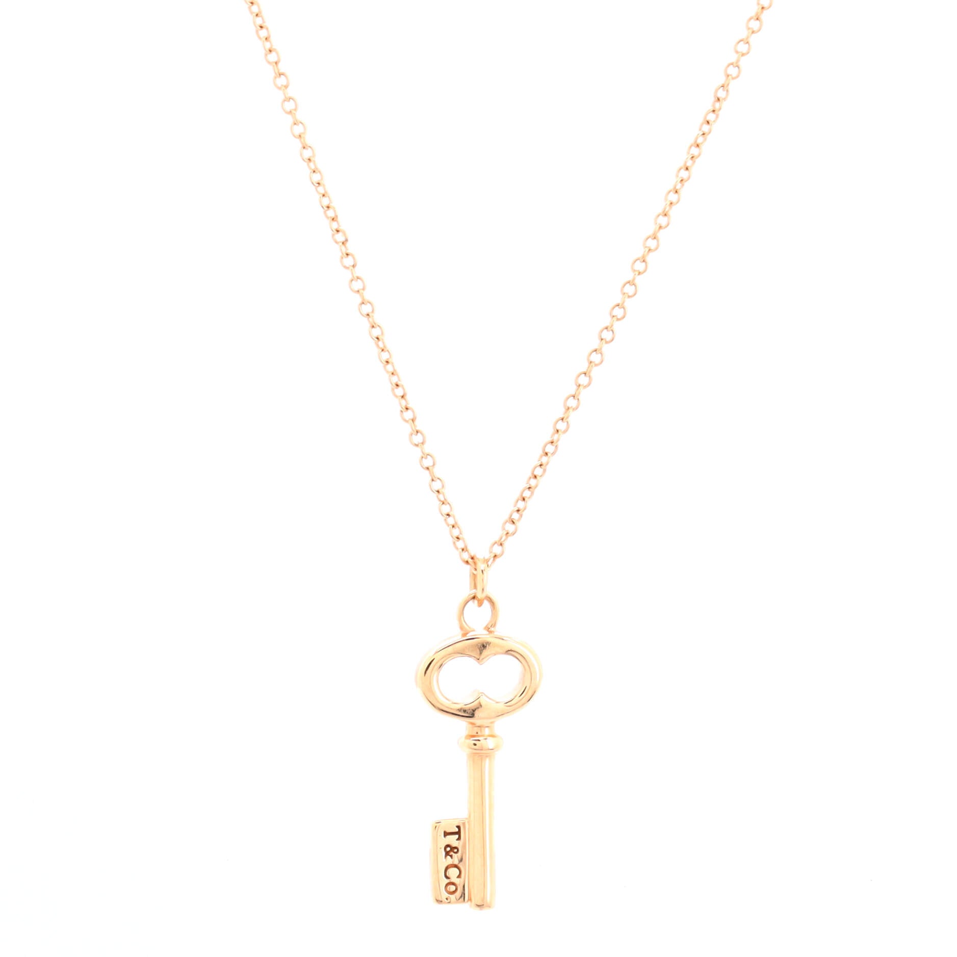 Key Pendant Necklace 18K Rose Gold Mini
