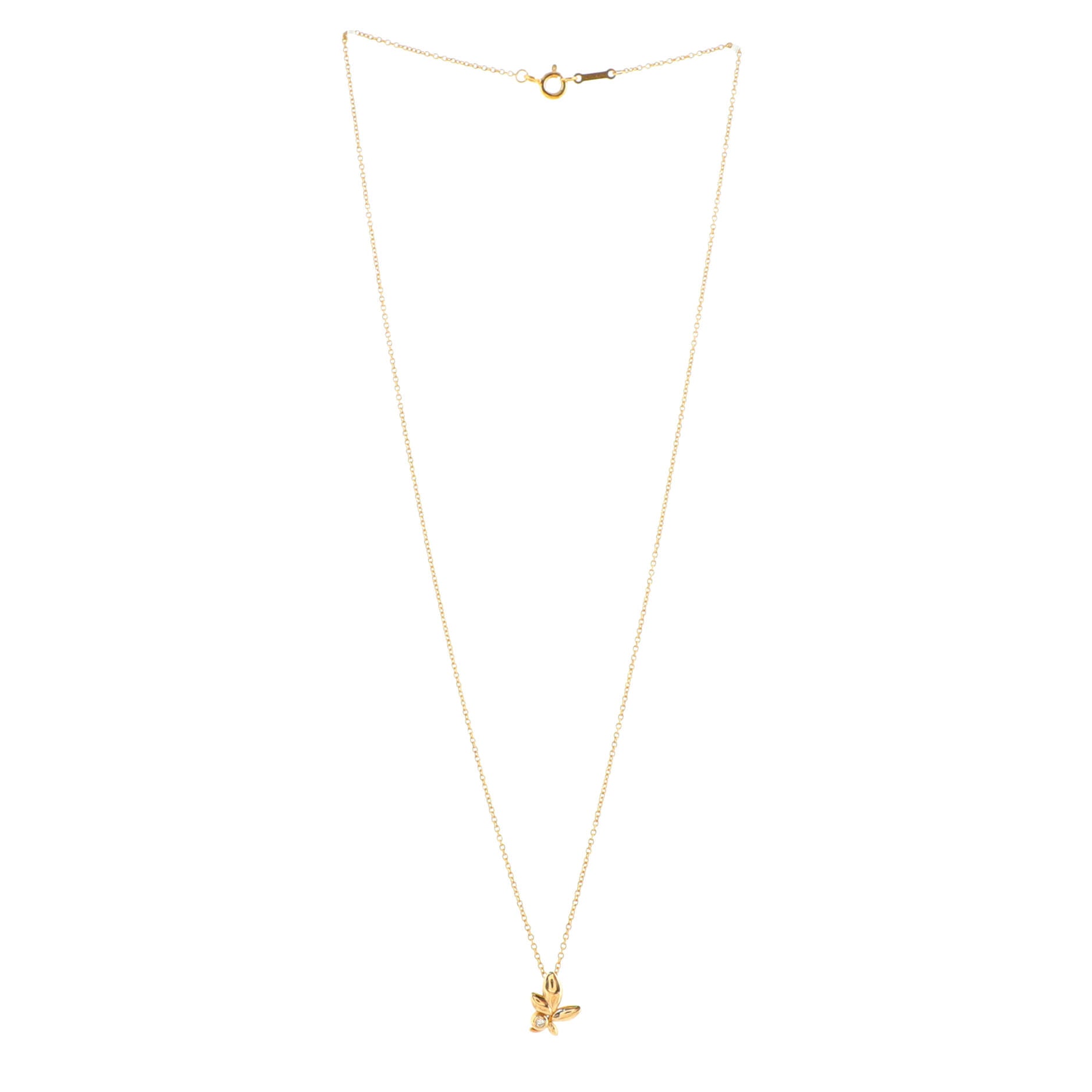 Paloma Picasso Olive Leaf Pendant Necklace 18K Rose Gold with Diamond Mini