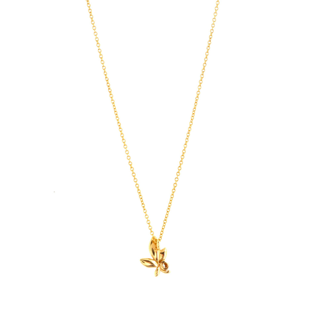 Paloma Picasso Olive Leaf Pendant Necklace 18K Rose Gold with Diamond Mini