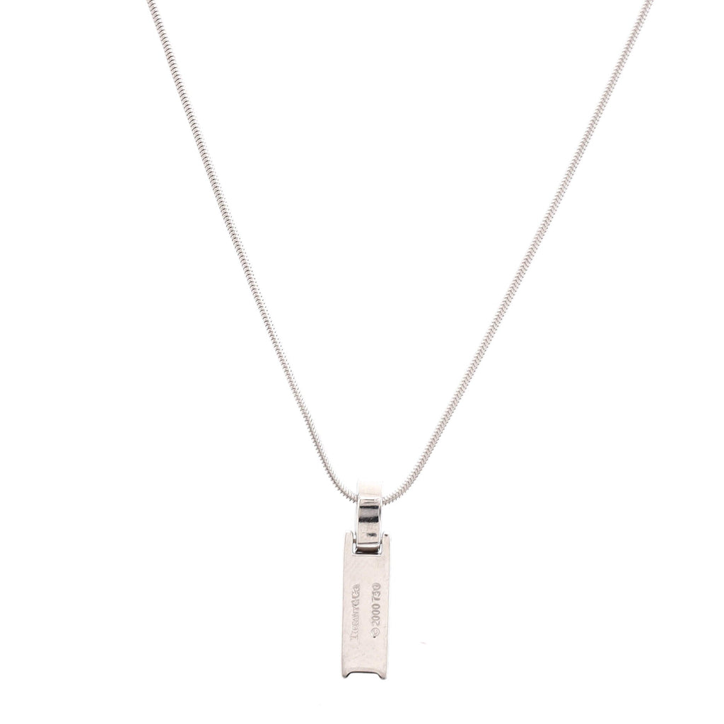 Atlas Bar Pendant Necklace 18K White Gold with Diamonds