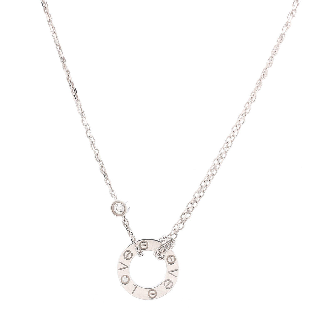 2 Diamonds Love Pendant Necklace 18K White Gold