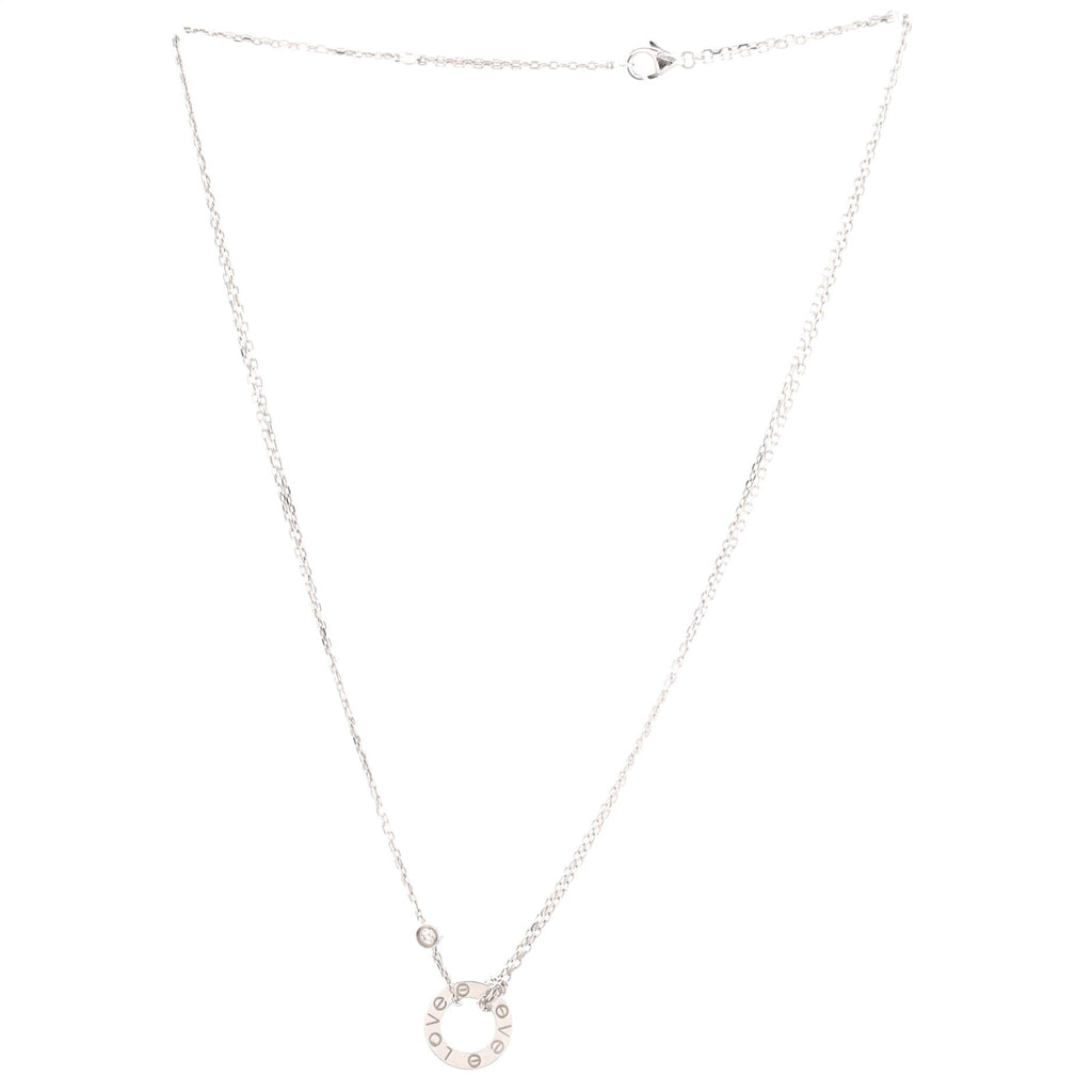 2 Diamonds Love Pendant Necklace 18K White Gold
