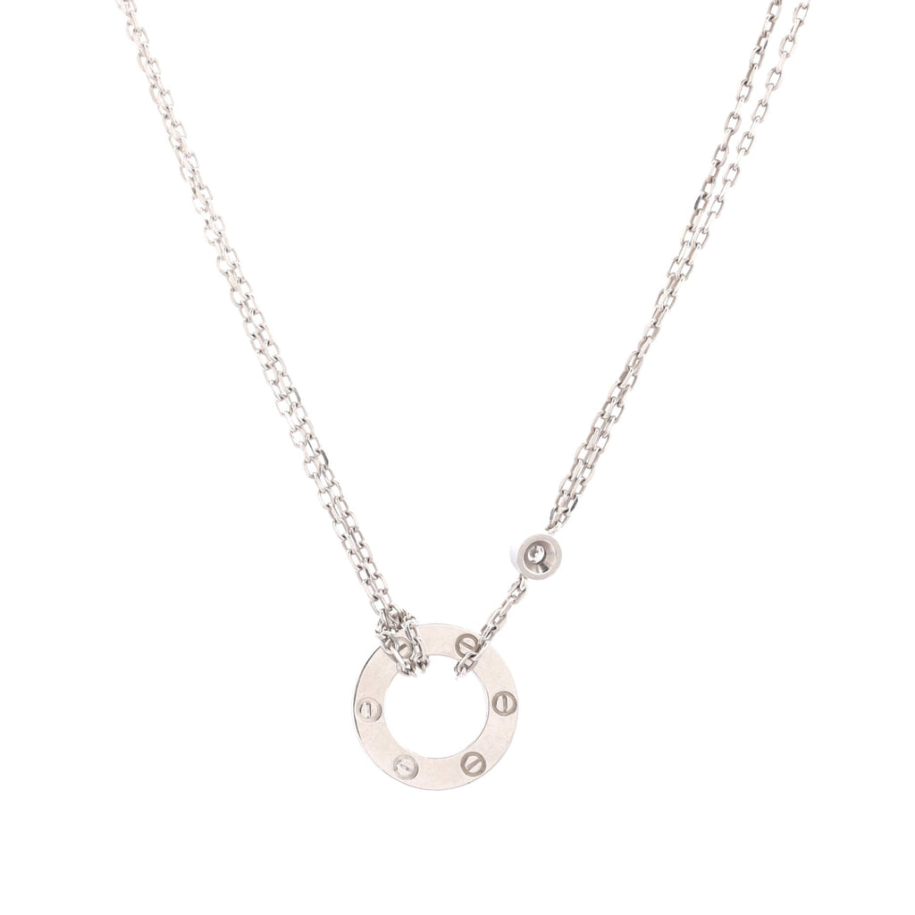 2 Diamonds Love Pendant Necklace 18K White Gold
