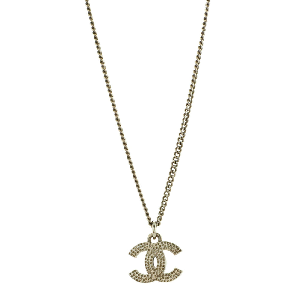 CC Pendant Necklace Metal with Crystals