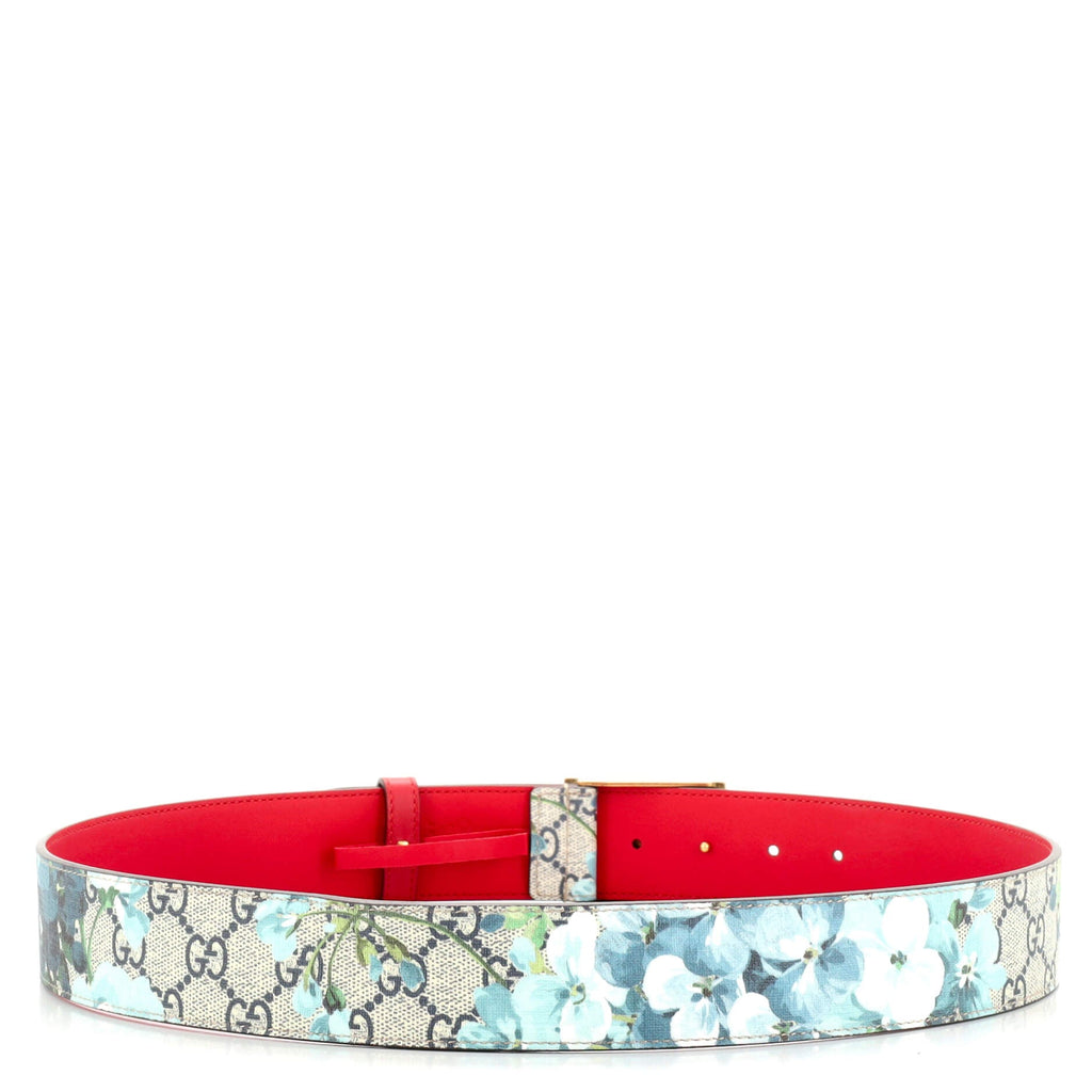 Animalier Plaque Belt (Outlet) Blooms Print GG Coated Canvas Wide 90
