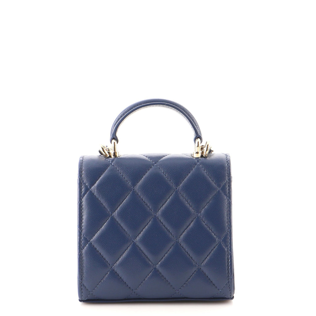 Square Classic Flap Top Handle Clutch with Chain Quilted Lambskin