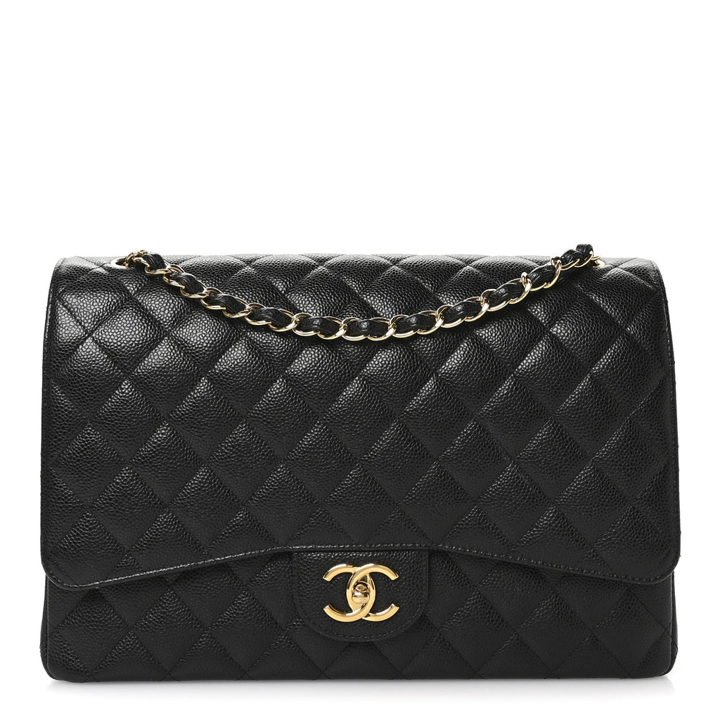 Caviar Quilted Maxi Double Flap Black