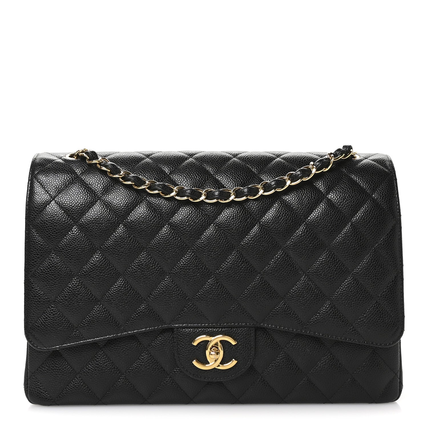 Caviar Quilted Maxi Double Flap Black