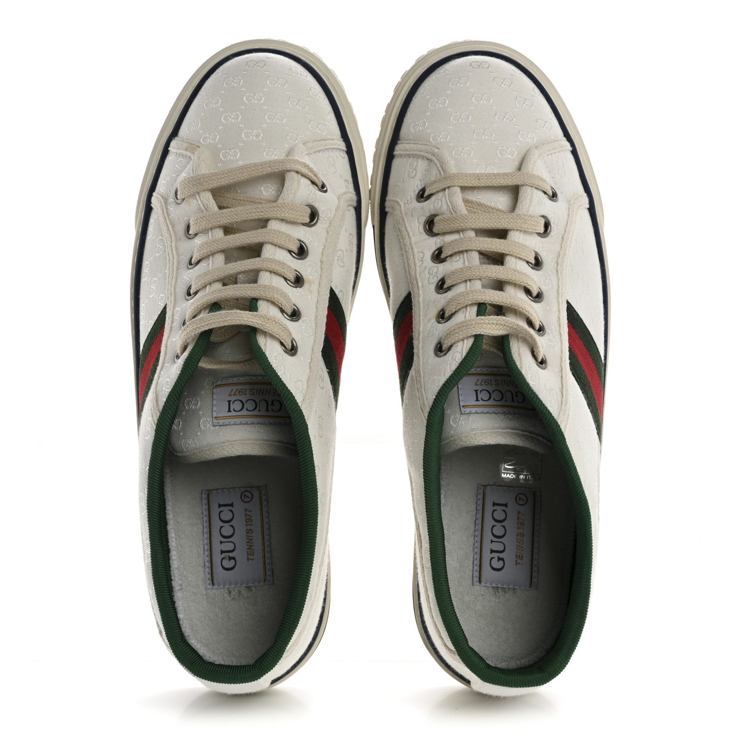 Jacquard Mini GG Monogram Web Mens 1977 Tennis Sneakers 7 White