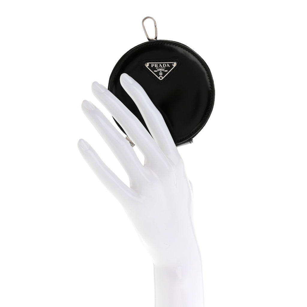 Spazzolato Round Coin Pouch Bag Charm Black