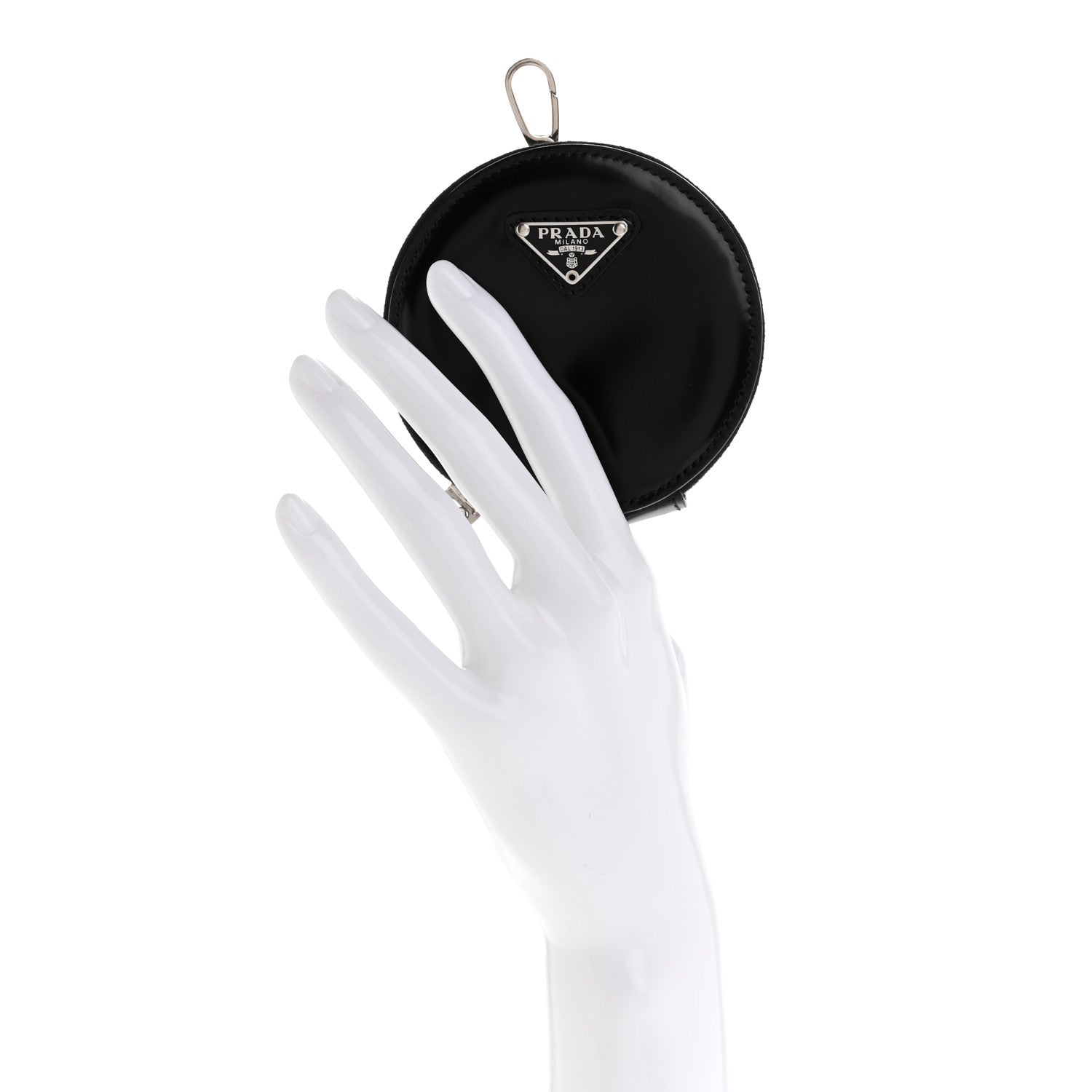Spazzolato Round Coin Pouch Bag Charm Black