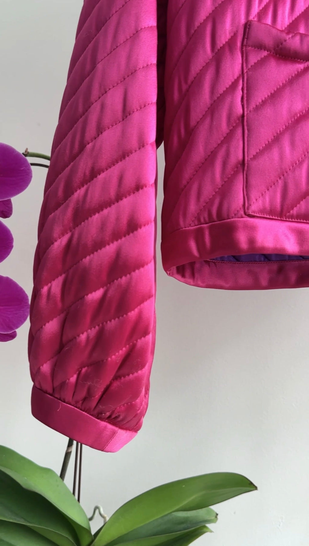 Yves Saint Laurent Fall 1987 Vintage Pink Satin Quilted Jacket