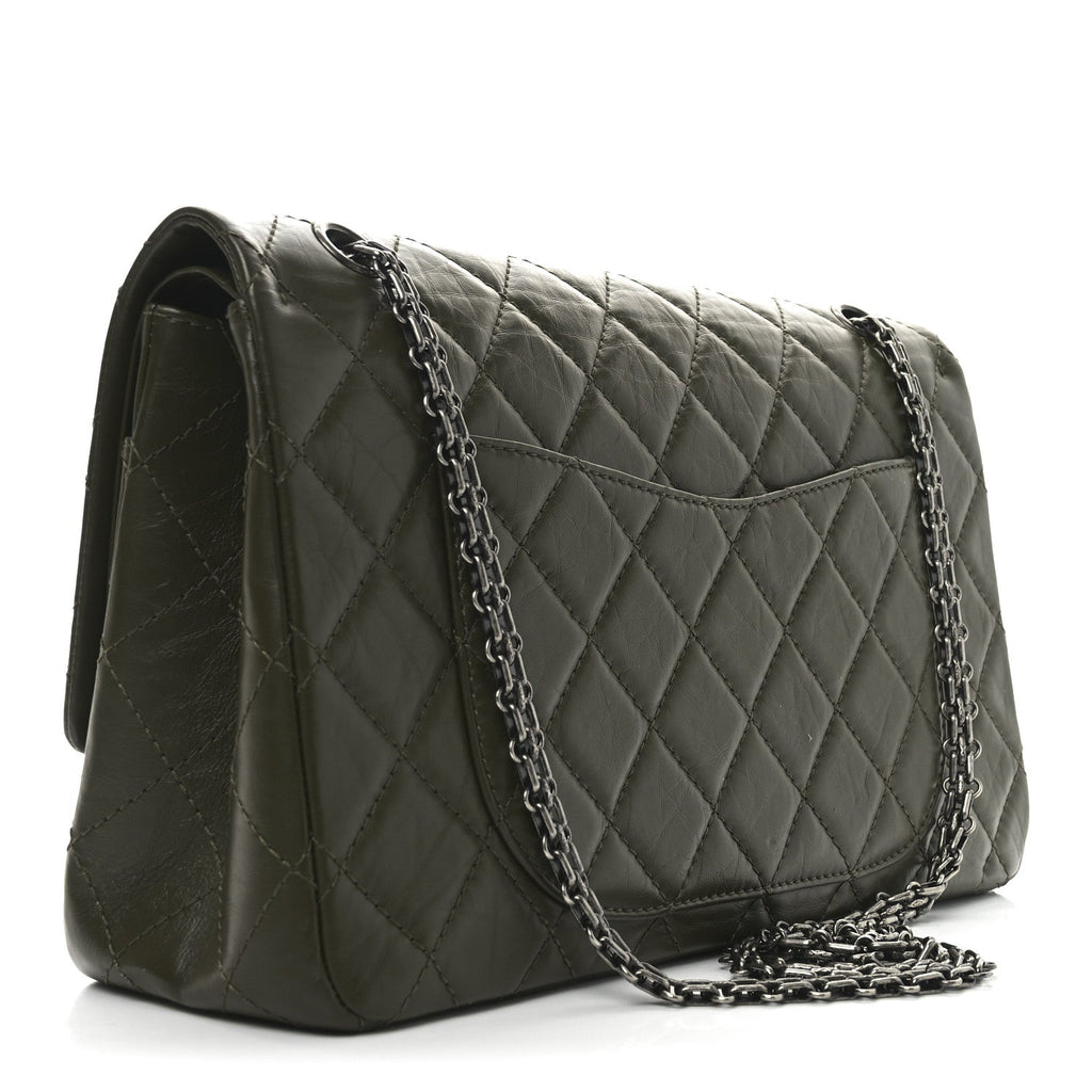 Aged Calfskin Quilted 2.55 Reissue 227 Flap Dark Green