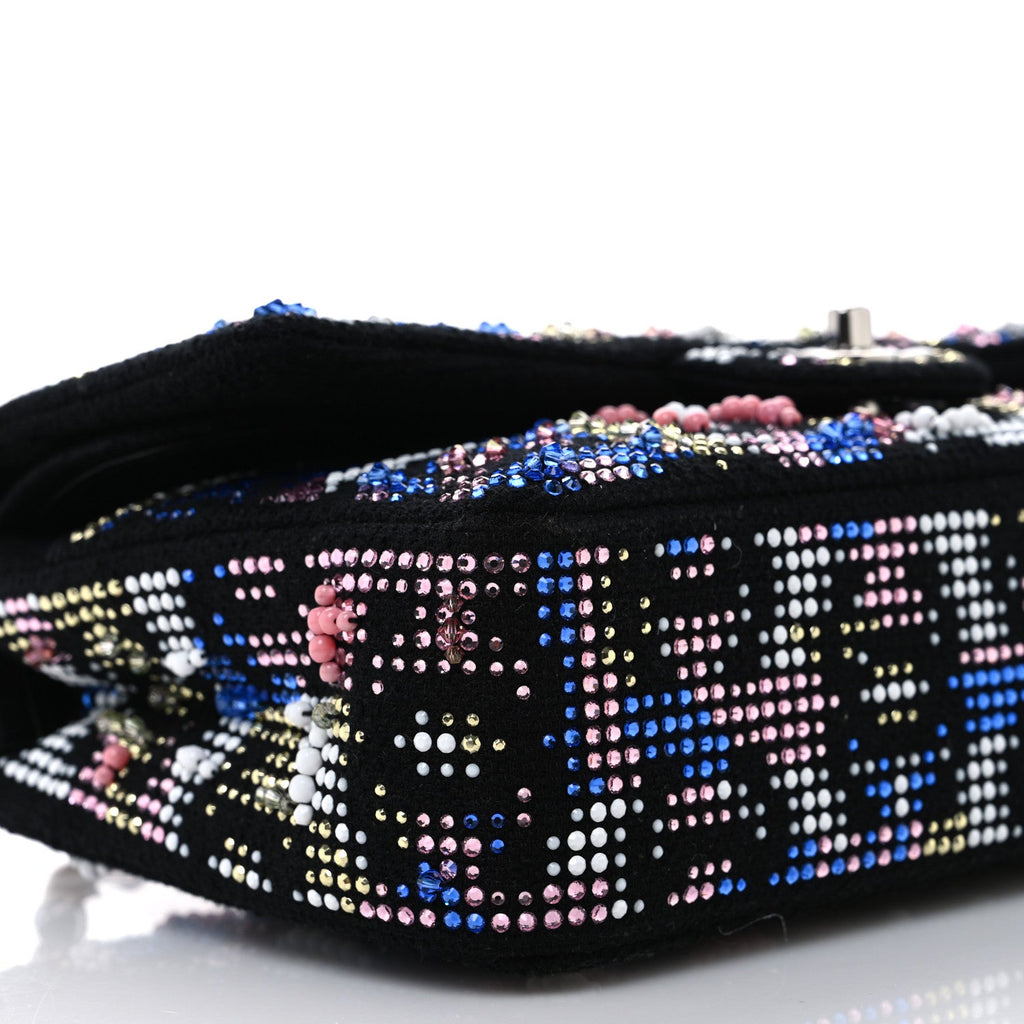 Crystal Tweed CC Medium Double Flap Black