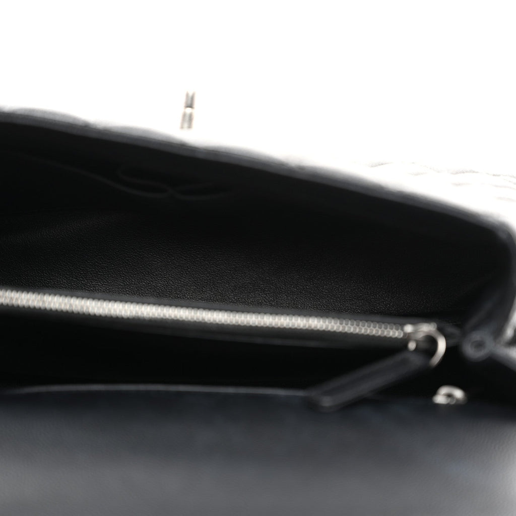 Caviar Lizard Embossed Quilted Small Coco Handle Flap Black