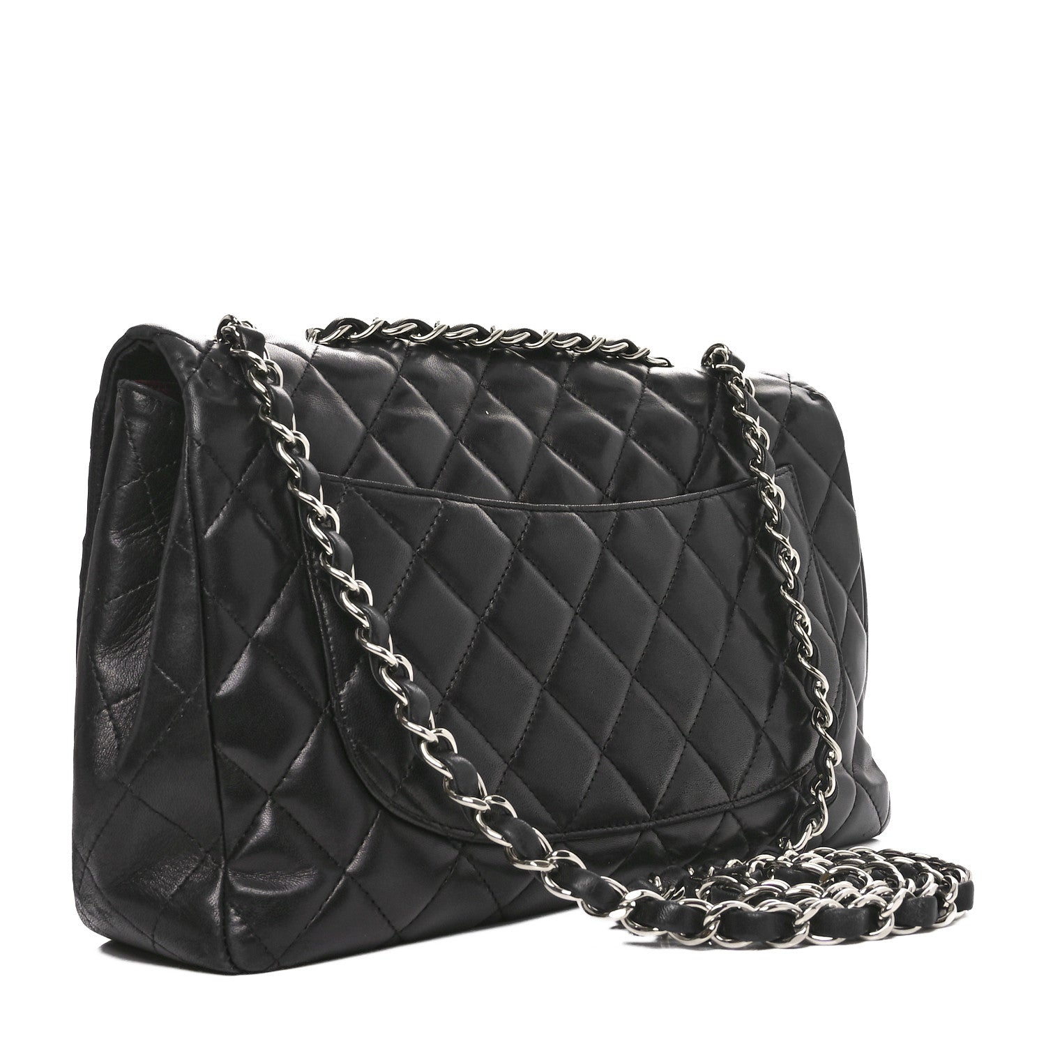 Lambskin Quilted Jumbo Single Flap Black