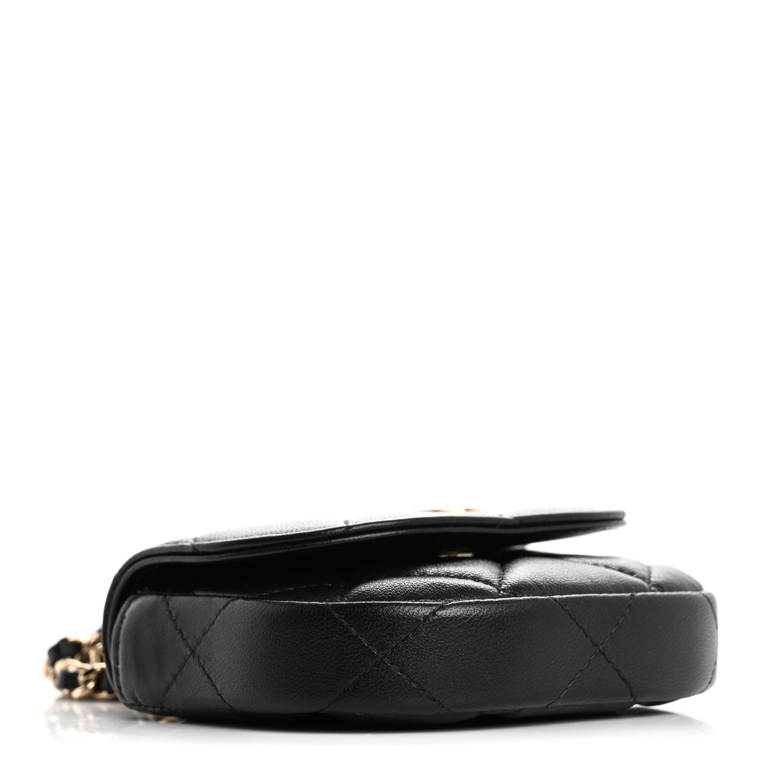 Lambskin Quilted Pearl Top Handle Clutch With Chain Black