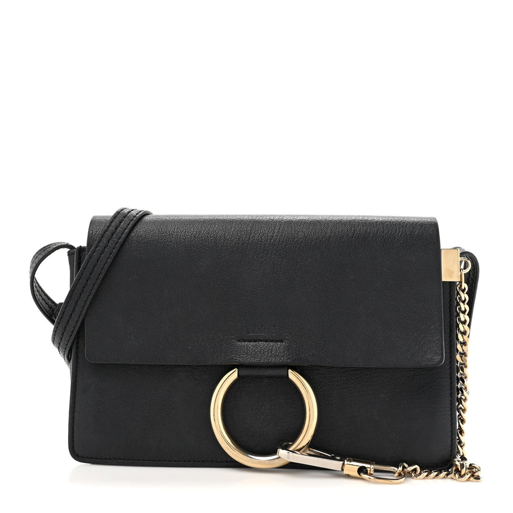 Calfskin Mini Faye Shoulder Bag Black