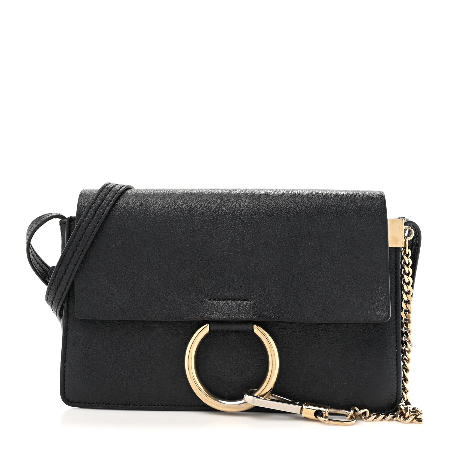 Calfskin Mini Faye Shoulder Bag Black