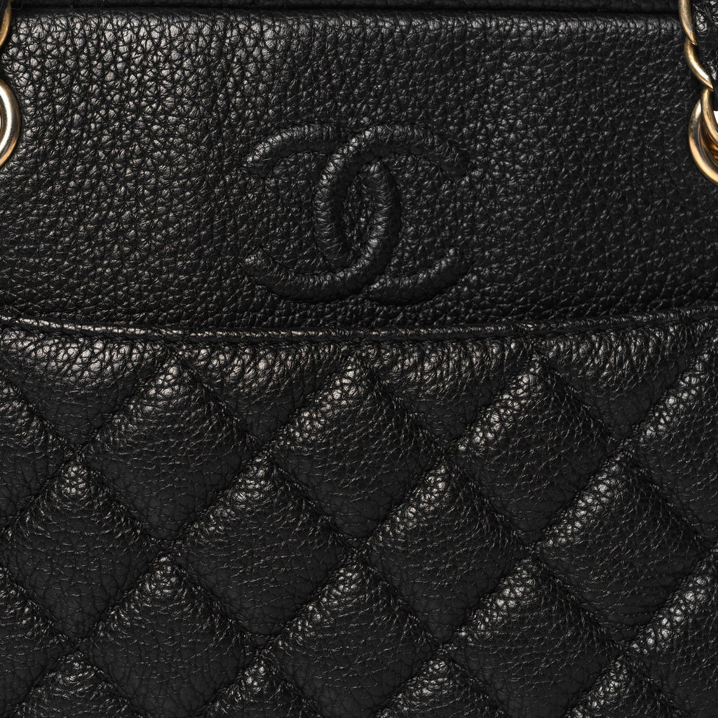 Calfskin Quilted Medium Camera Case Black