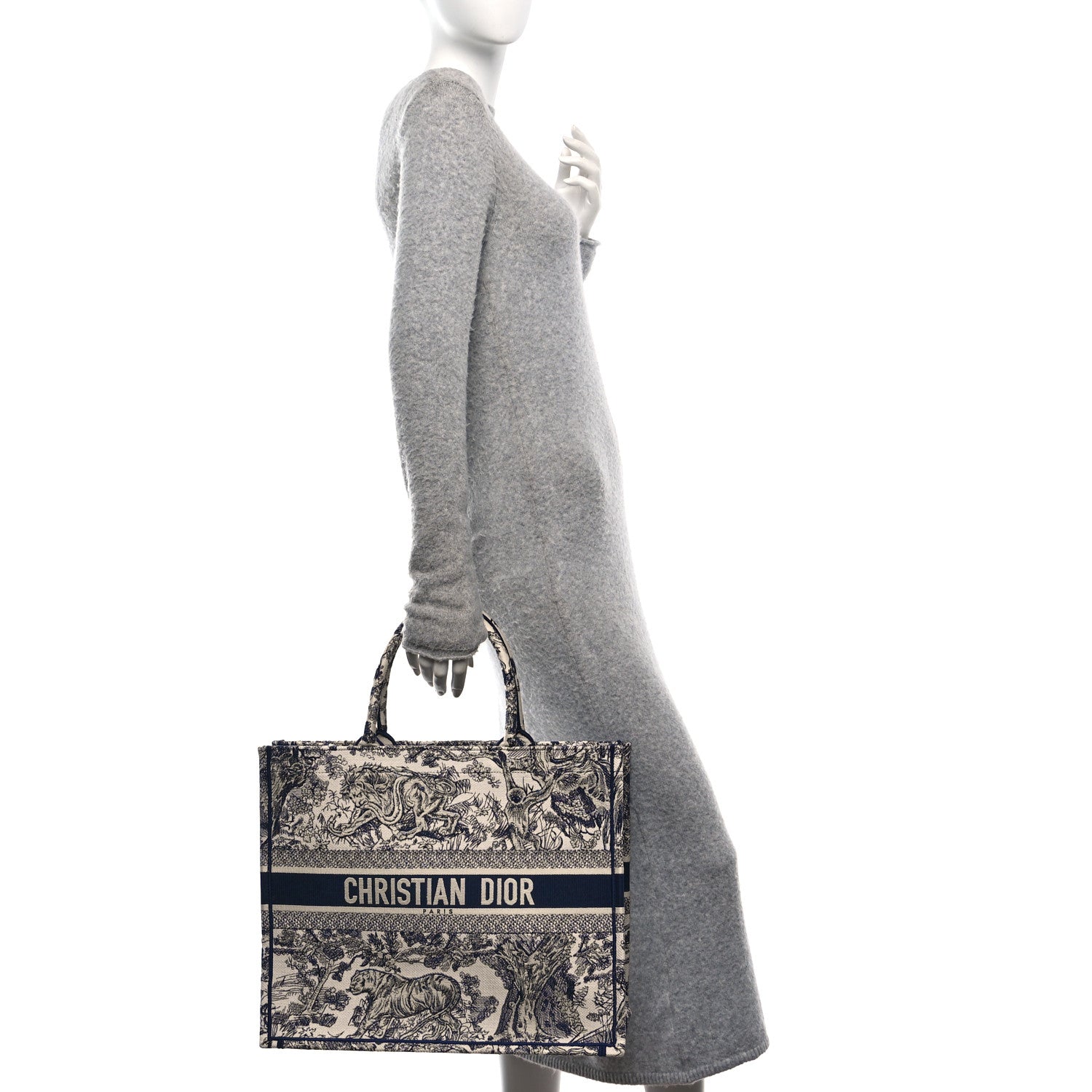 Canvas Embroidered Large Dioriviera Toile De Jouy Book Tote Blue