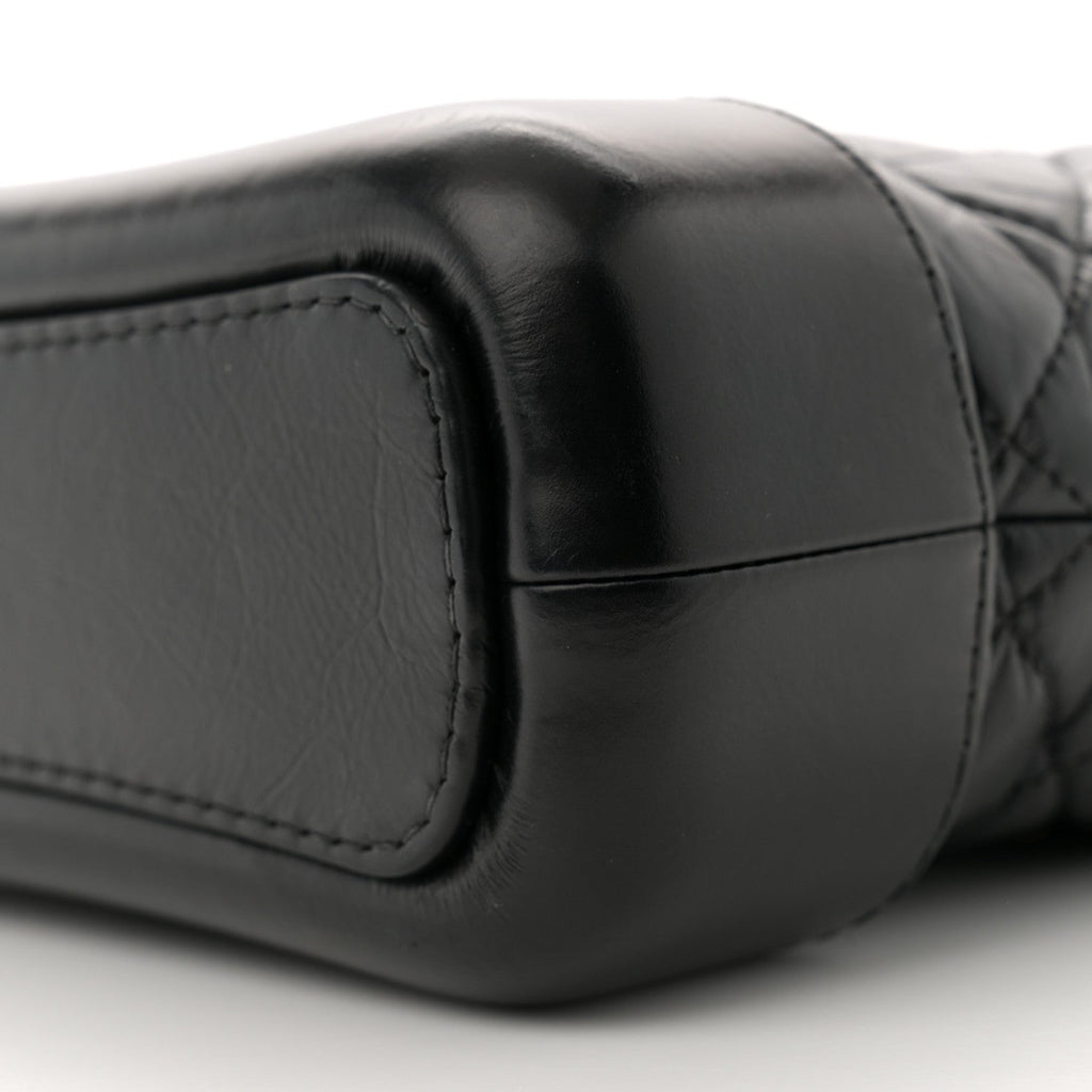 Aged Calfskin Quilted Small Gabrielle Hobo Black