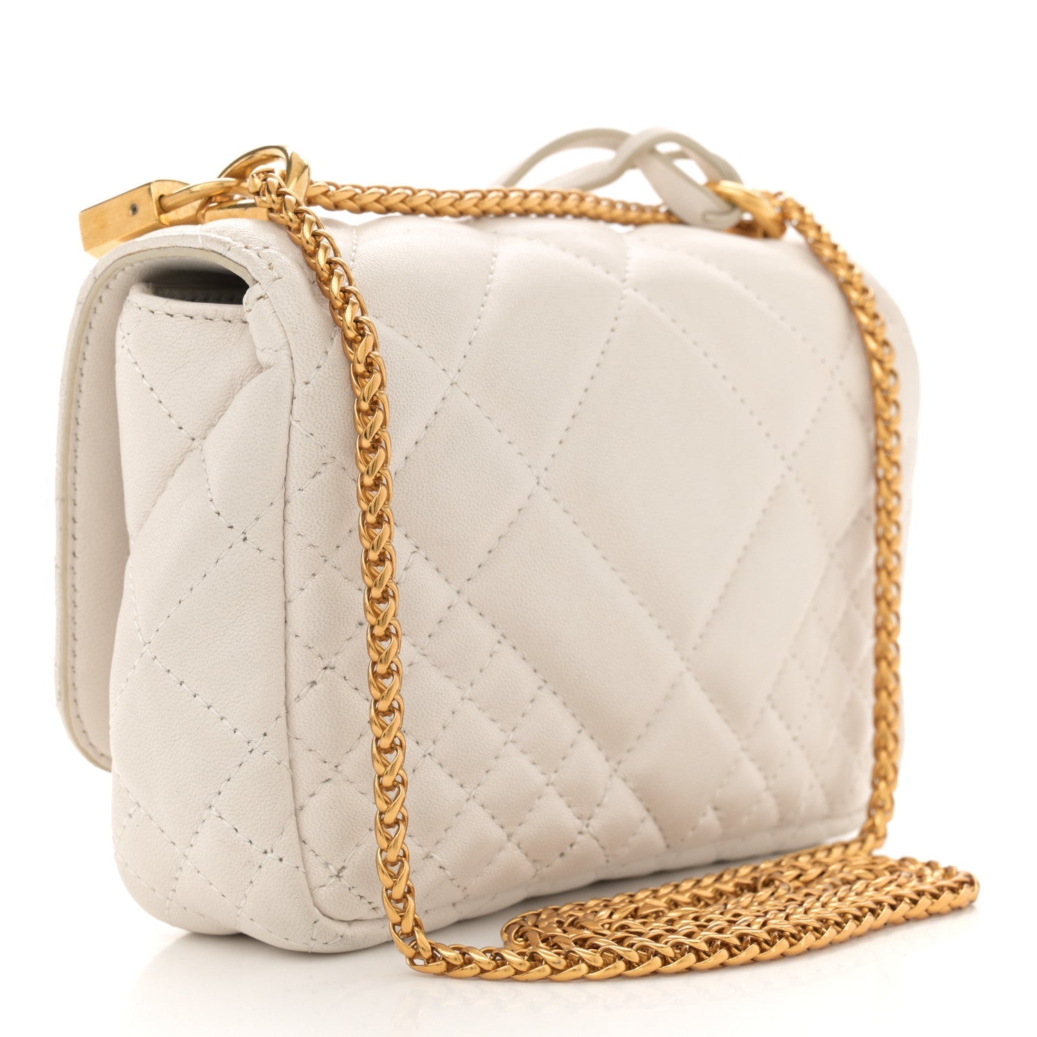 Nappa Quilted Icon Shoulder Bag White