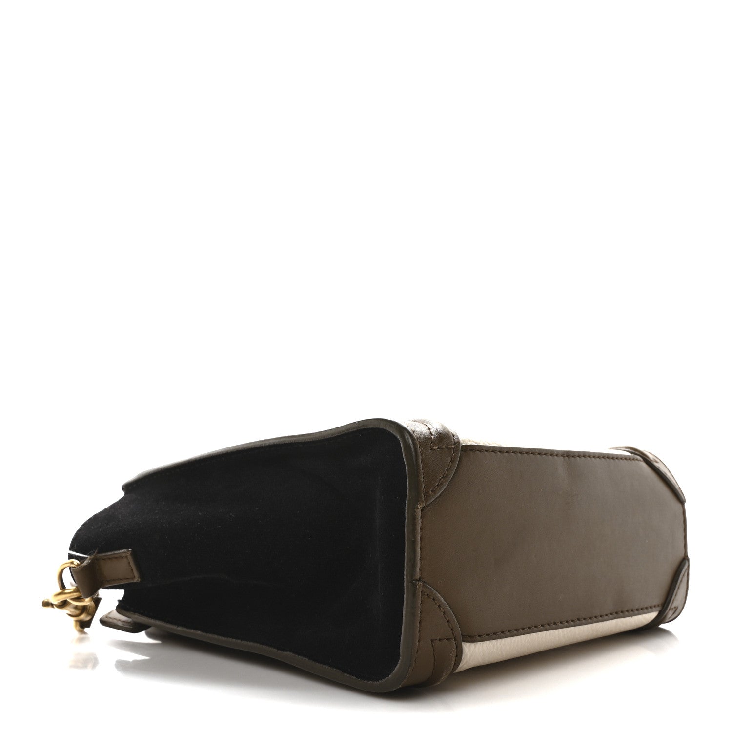 Textured Calfskin Suede Nano Tri-Color Luggage Cream