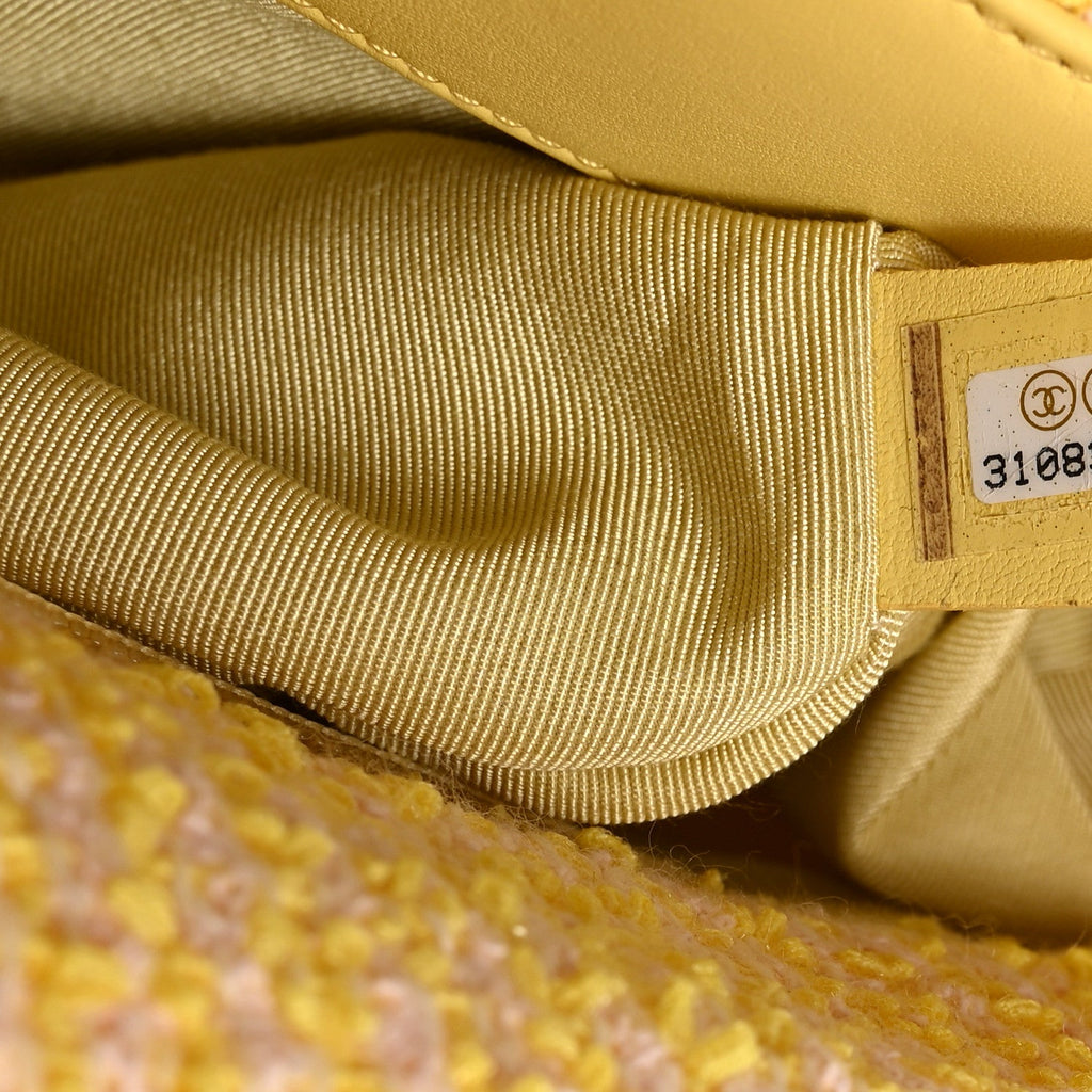 Tweed Quilted Large Chanel 19 Flap Yellow