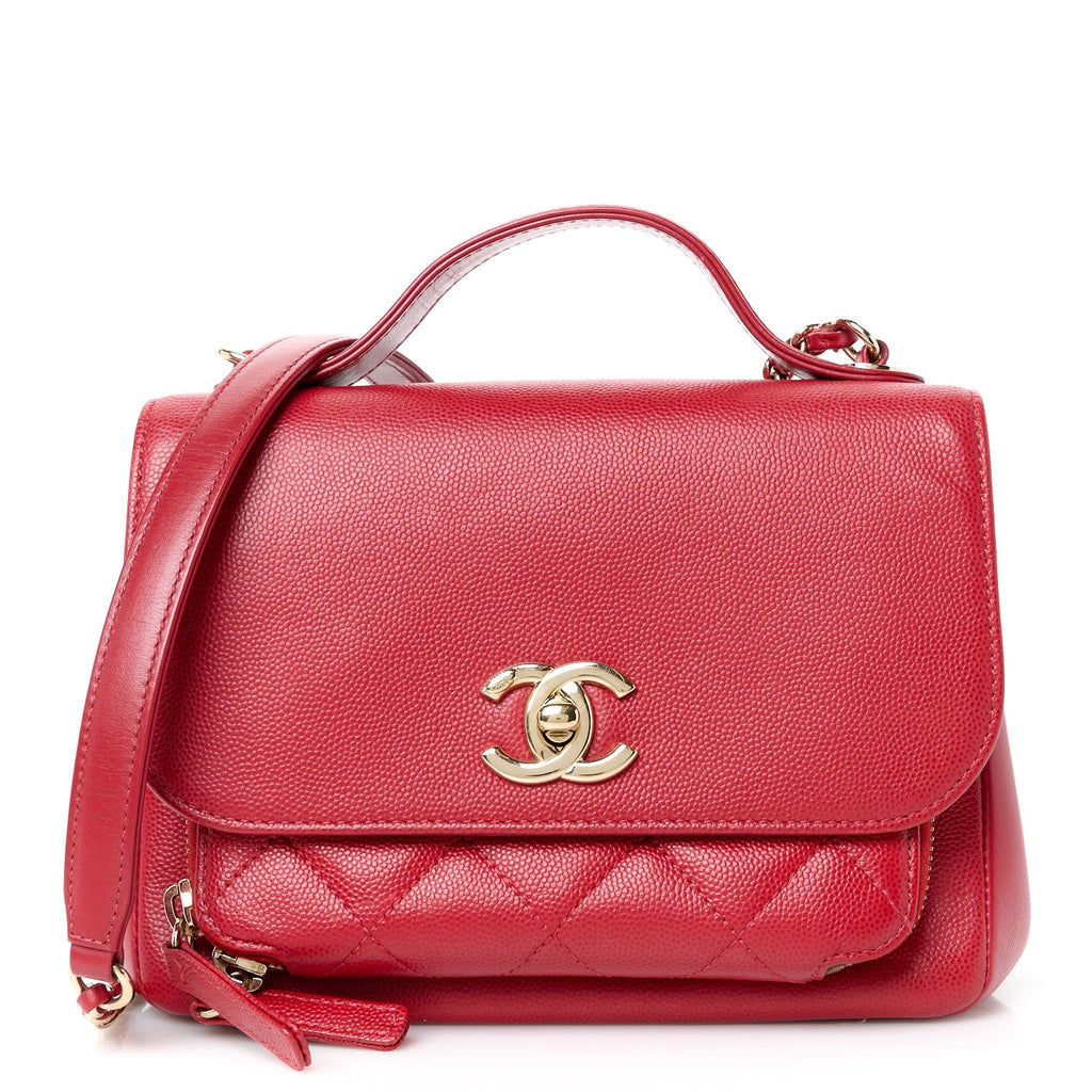 Caviar Quilted Small Business Affinity Flap Red