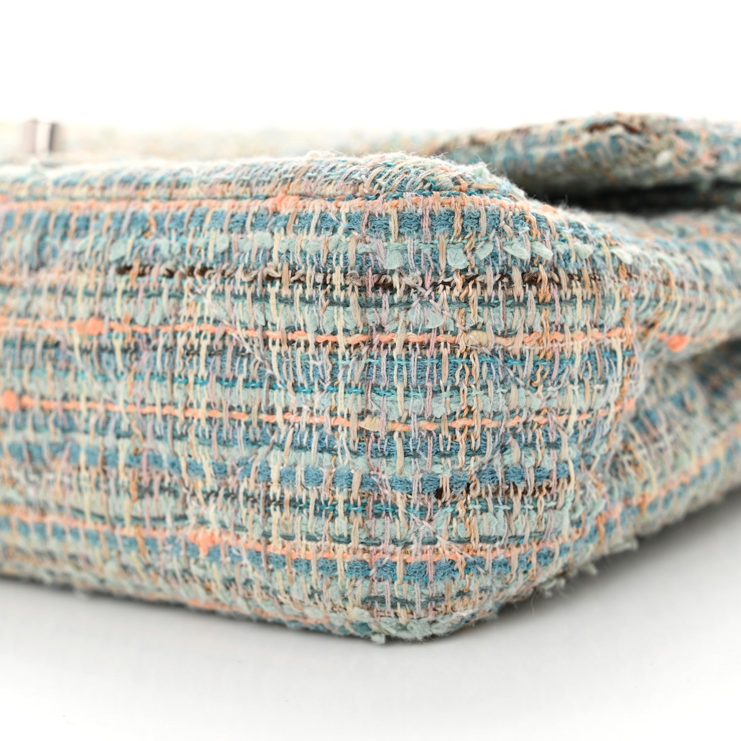 Tweed Quilted Medium Double Flap Blue Multicolor