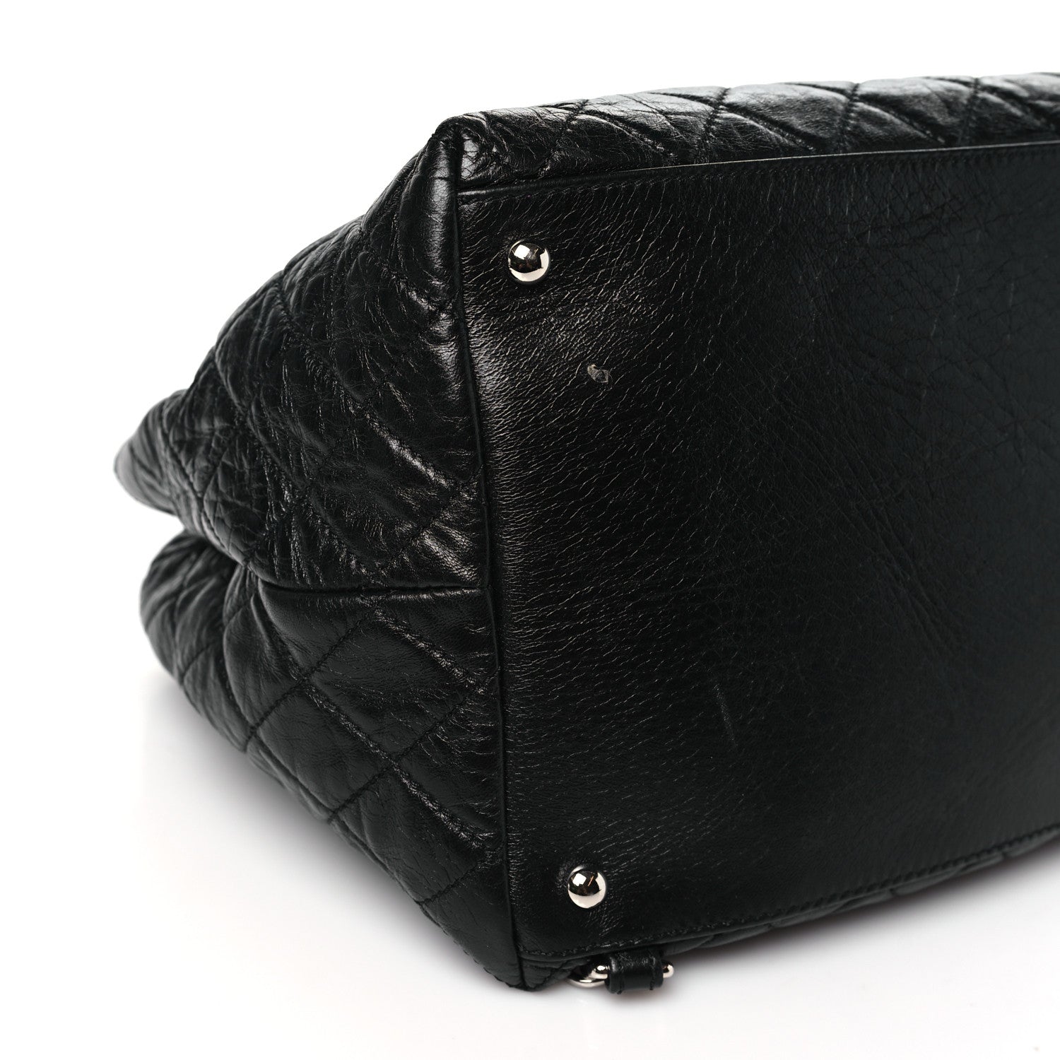 Glazed Calfskin Quilted Beijing Backpack Black