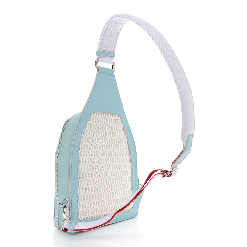 Calfskin Mens Loubifunk Spiked Bag White Mineral