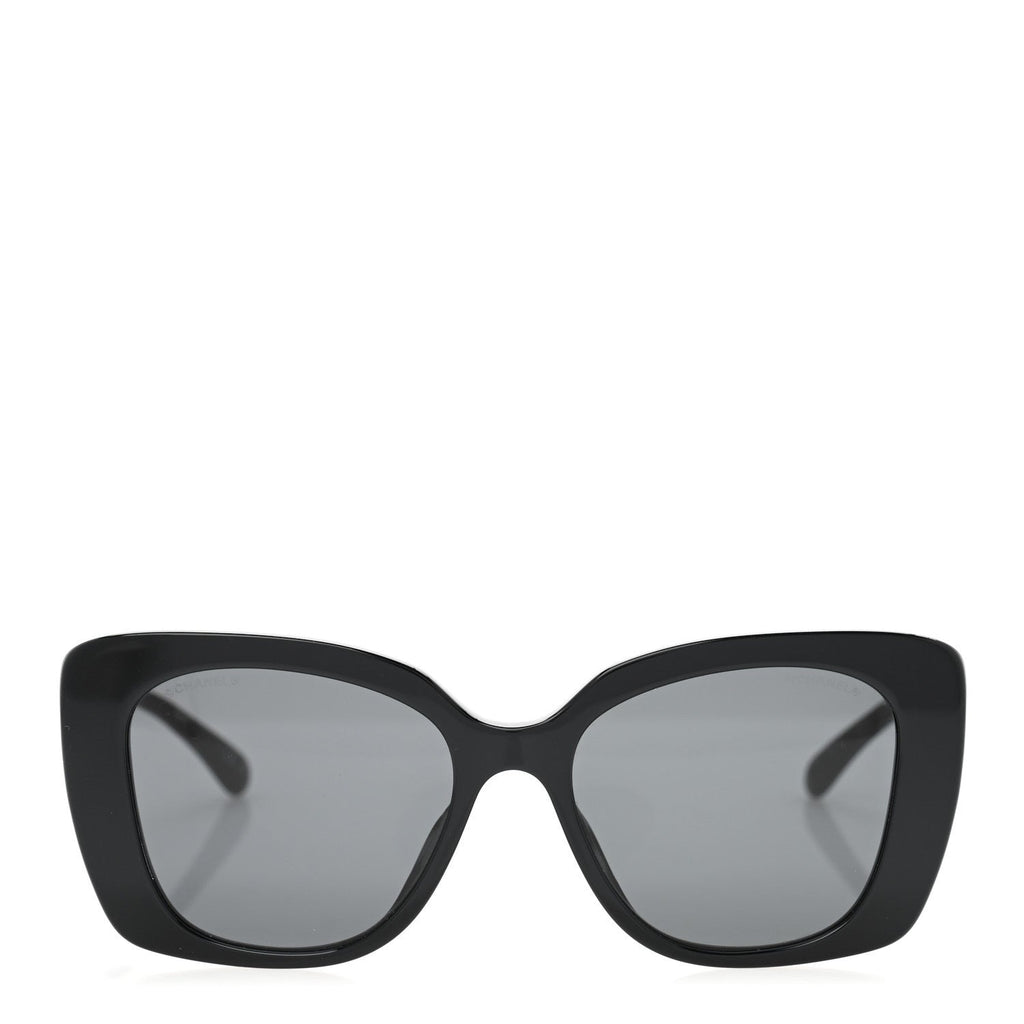 Acetate Strass Square Sunglasses 5422-B-A Black White