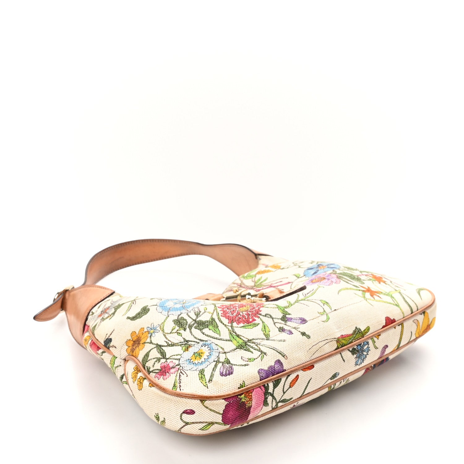 Canvas Floral Flora Small Jackie O Hobo White White