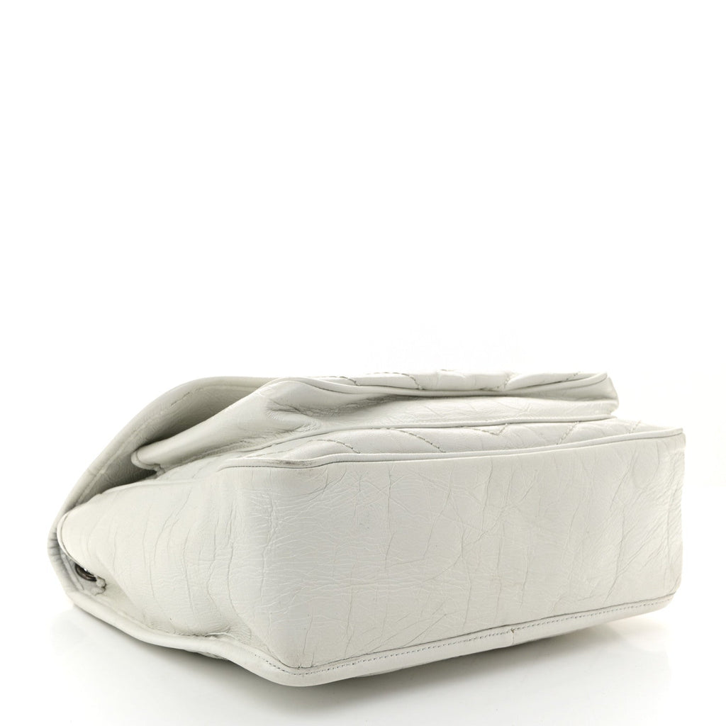 Crinkled Calfskin Matelasse Monogram Medium Niki Chain Satchel Ivory