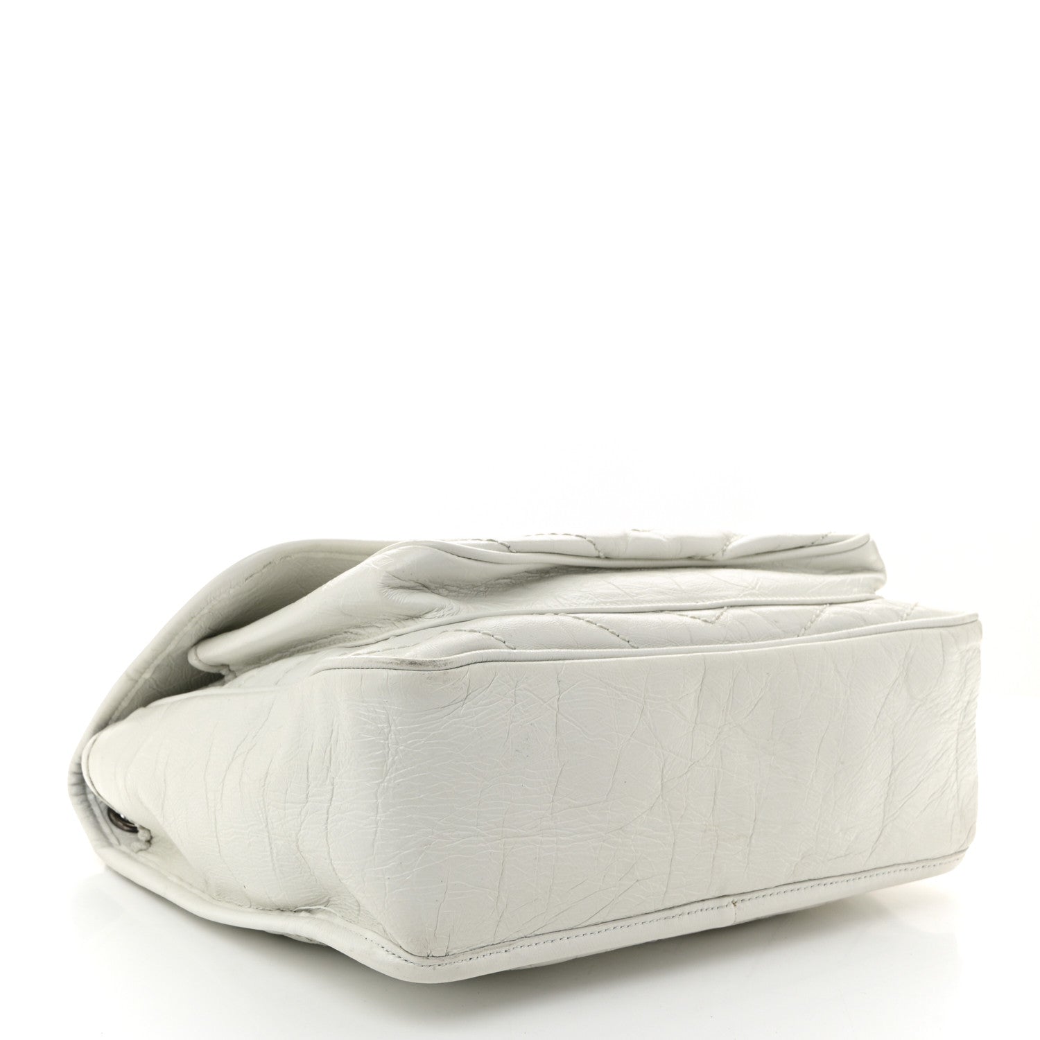 Crinkled Calfskin Matelasse Monogram Medium Niki Chain Satchel Ivory