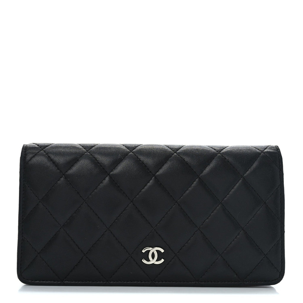Lambskin Quilted Yen Wallet Black