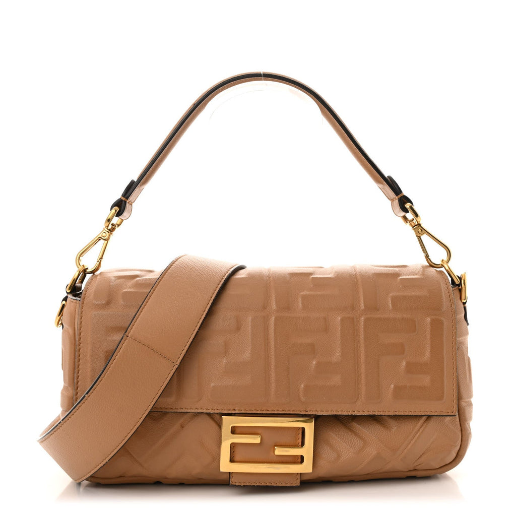 Nappa FF 1974 Embossed Baguette Miele Scuro