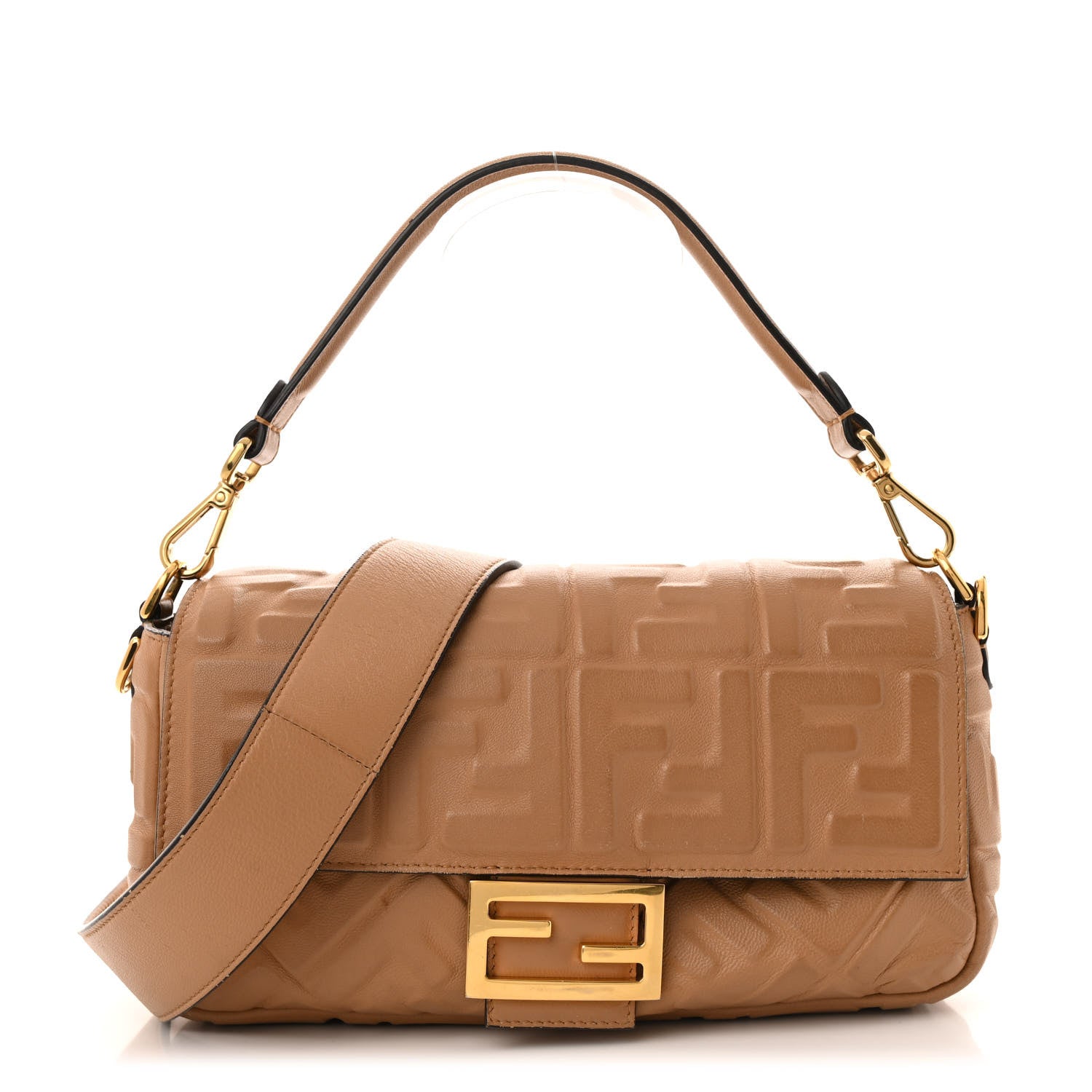 Nappa FF 1974 Embossed Baguette Miele Scuro