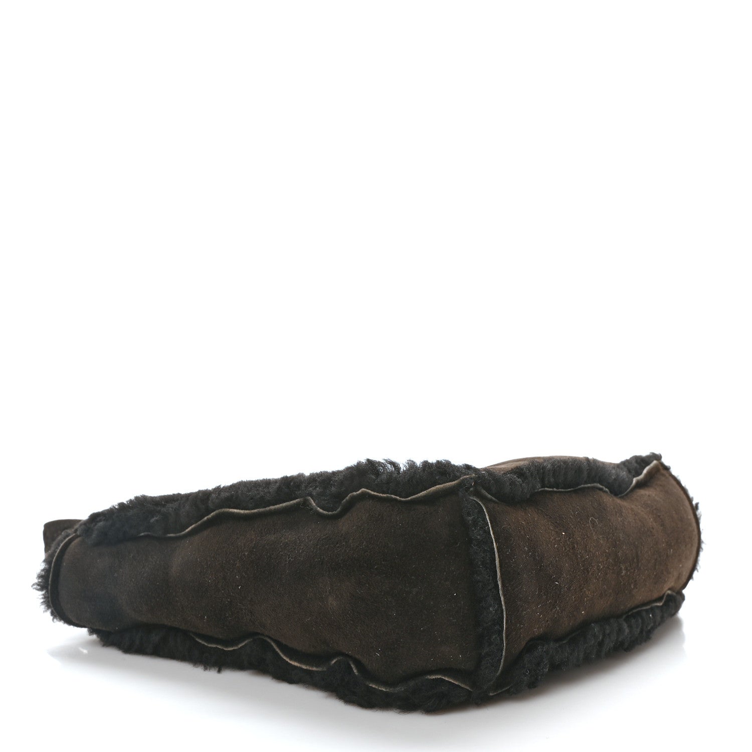 Suede Shearling Fur Handbag Black
