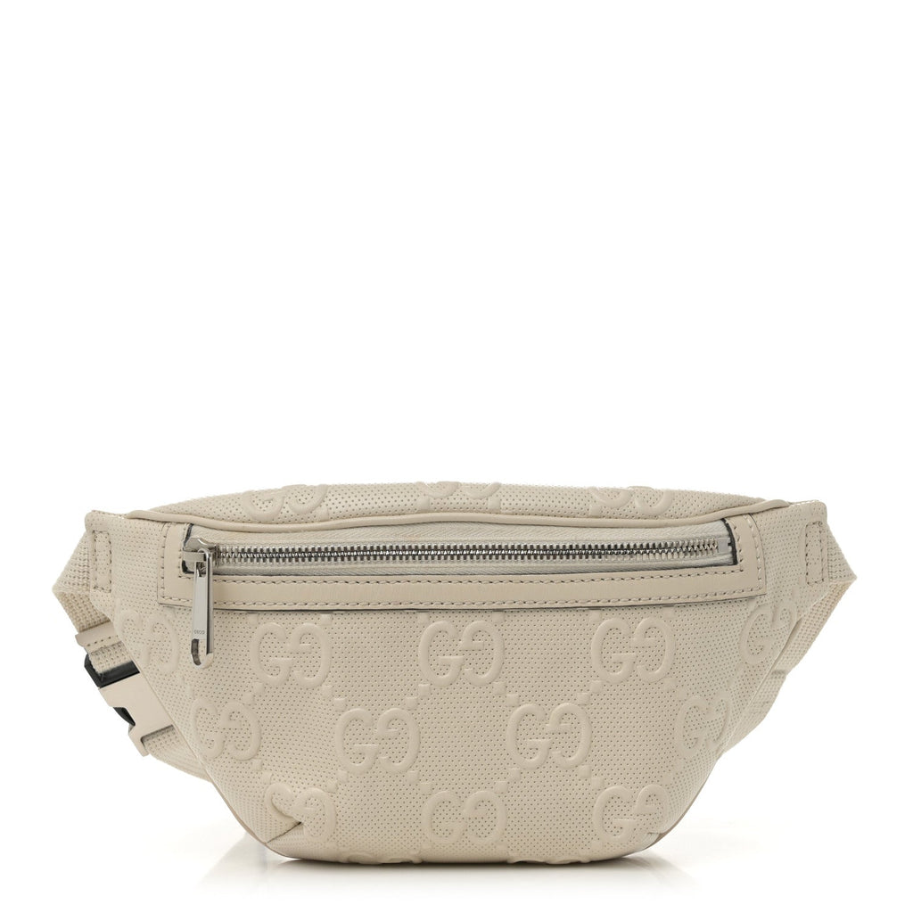 Calfskin GG Tennis Embossed Belt Bag Mystic White