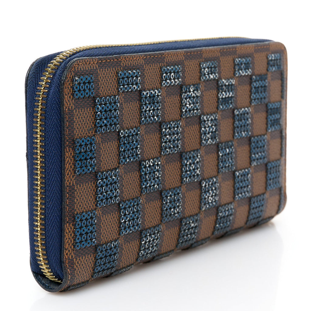 Damier Paillettes Zippy Wallet Blue