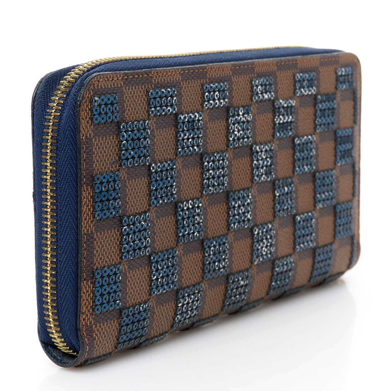 Damier Paillettes Zippy Wallet Blue