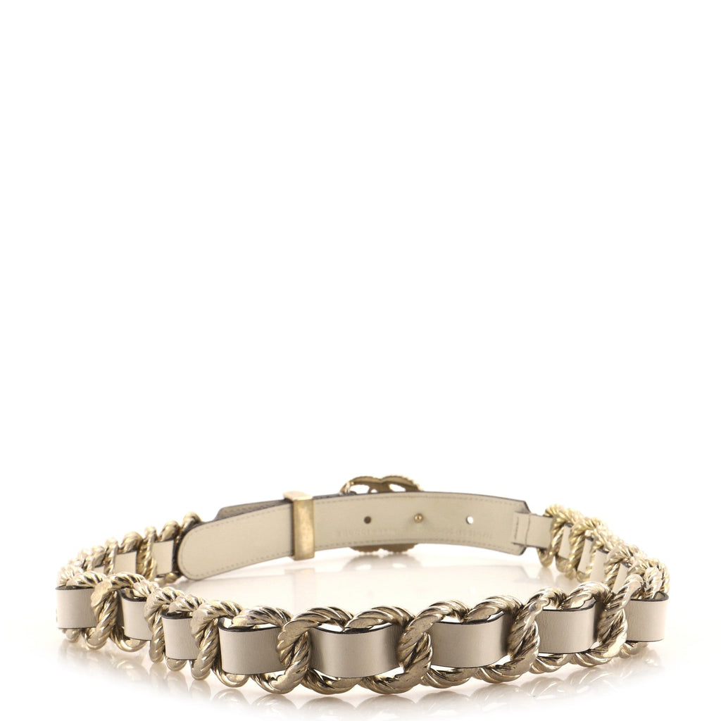 GG Torchon Chain Belt Metal and Leather Thin 80
