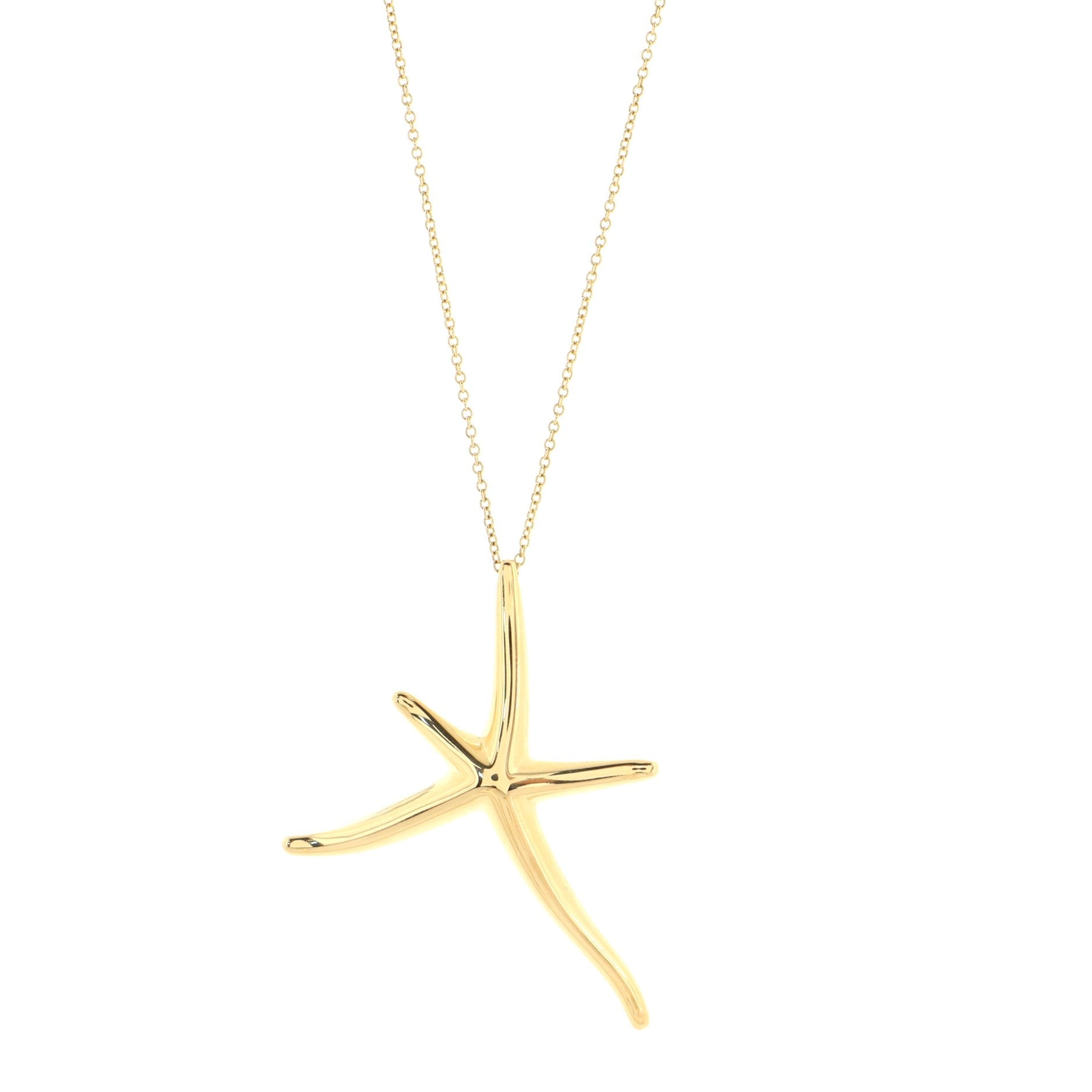 Starfish Pendant Necklace 18K Yellow Gold Large